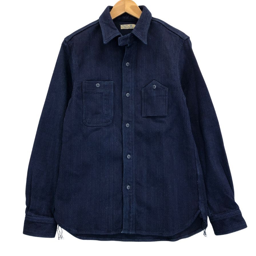 極美品◆天領デニム 長袖シャツ 藍染 メンズ サイズM ブルー TENRYO DENIM 【AFB48】
