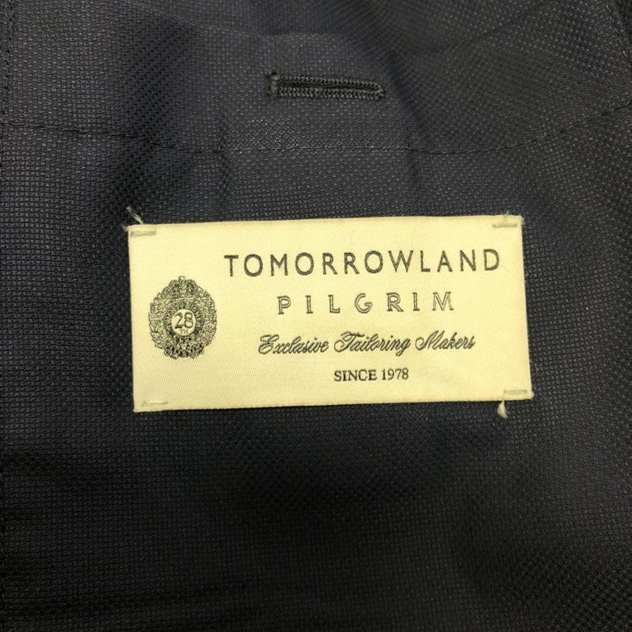 極美品◆トゥモローランド テーラードジャケット PILGRIM ウール シルク ネイビー サイズ44  tomorrowland 【AFB26】