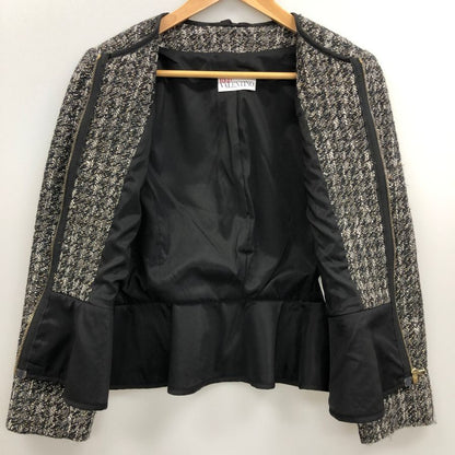 中古◆レッドヴァレンティノ ペプラム ツイード ジャケット ブラック サイズ42 RED VALENTINO 【AFB36】