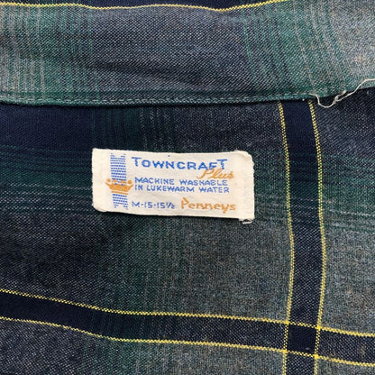 中古◆タウンクラフト 60S PLUSタグ オンブレチェックシャツ ヴィンテージ メンズ サイズM TOWNCRAFT 【AFB26】