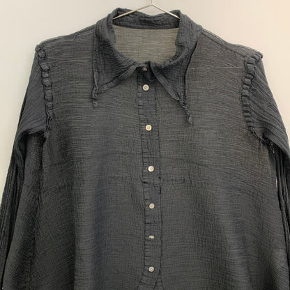 極美品◆ミー イッセイミヤケ シアーシャツ ブラック サイズフリー MI43FK171 me ISSEY MIYAKE 【AFB13】
