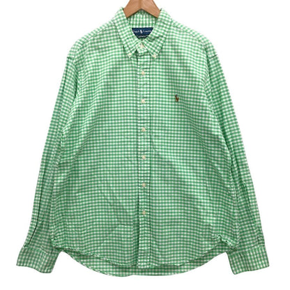 美品◆ラルフローレン 長袖シャツ チェック グリーン メンズ サイズXL Ralph Lauren 【AFB45】