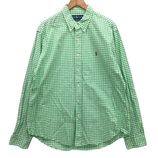 美品◆ラルフローレン 長袖シャツ チェック グリーン メンズ サイズXL Ralph Lauren 【AFB45】