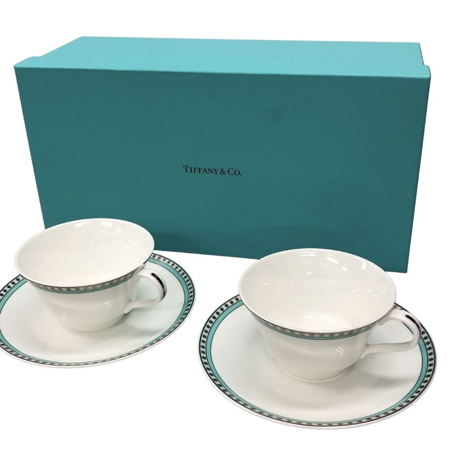 ティファニー ティーカップ 2客 ユニセックス  ホワイト TIFFANY & Co.【AFI28】【中古】