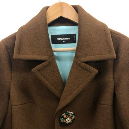 美品◆ディースクエアード チェスターコート ウール アンゴラ ポリエステル サイズ40 レディース ブラウン DSQUARED2 【AFA9】