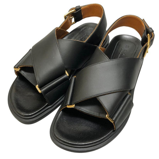 マルニ レザー ストラップ サンダル FBMS015701 レディース サイズ36 ブラック MARNI 約23.0cm【AFD9-2】