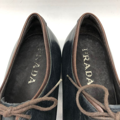 プラダ サフィアーノレザー スクエアトゥ レースアップシューズ 1E07 メンズ サイズ6 ネイビー PRADA 約25.0cm【AFD15】
