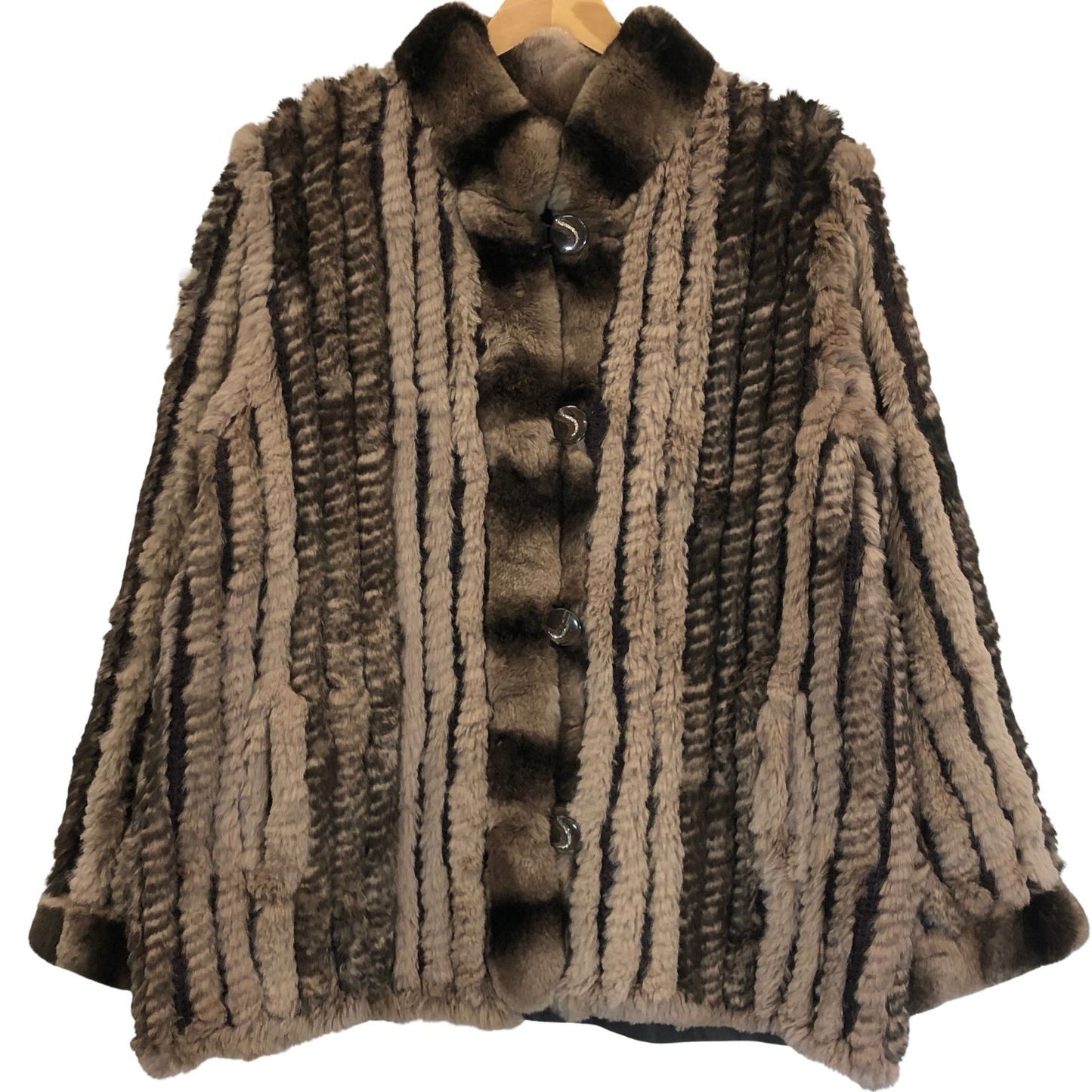 中古◆ゾルヌーズ ハーフコート ラビット ファー レディース ブラウン系 Zorronuez 【AFF22】