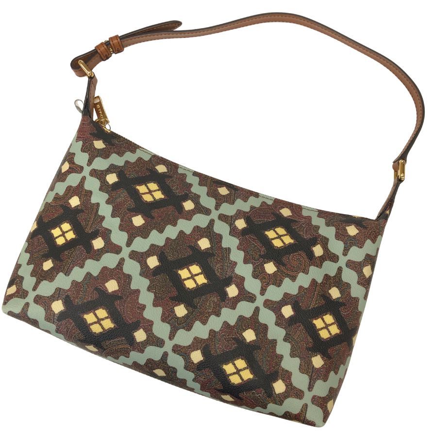 エトロ ワンショルダーバッグ ペイズリー調 レザー ブラウン系 ETRO【AFE11】