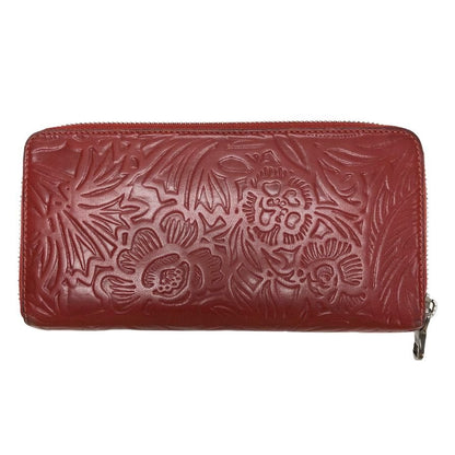 ロエベ 長財布 アナグラム ラウンドジップ エンボス レッド LOEWE【AFI18】