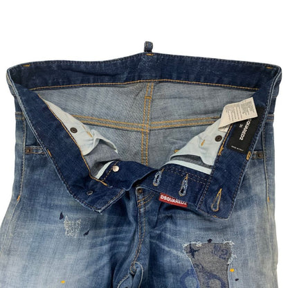 ディースクエアード デニムパンツ cool girl cropped jean エイジング加工 ペイント加工 コットン ポリウレタン サイズ38 レディース ブルー DSQUARED2 【AFB17】