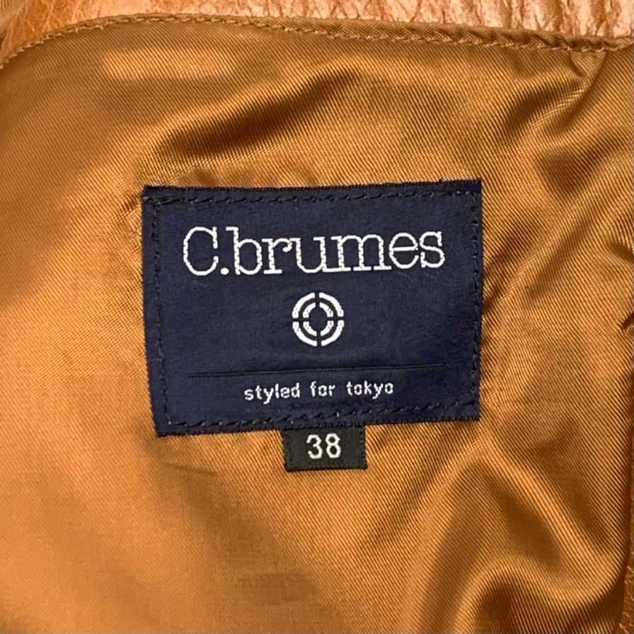 中古◆シーブリュームス レザージャケット ハーフコート 3B シングル 牛皮 サイズ38 メンズ ブラウン系 C.brumes 【AFG1】