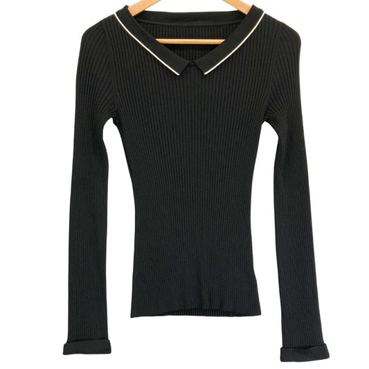 美品◆フォクシー ミニカラー トップス リブ仕様 39908 レディース サイズ38 ブラック FOXEY 【AFB8】