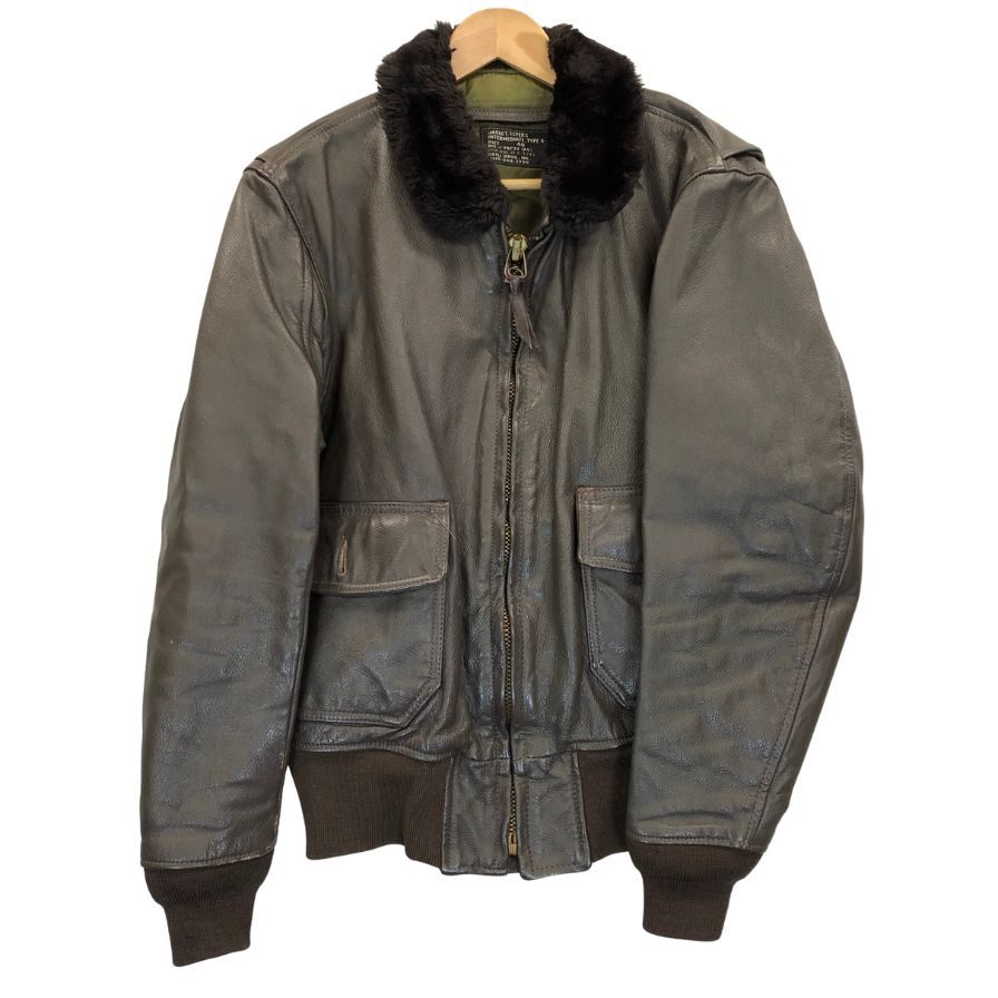 美品◆ブリルブロス レザージャケット TYPE G-1 MIL-J-7823E IDEALジップ サイズ40 メンズ ブラウン BRILL BROS 【AFG1】