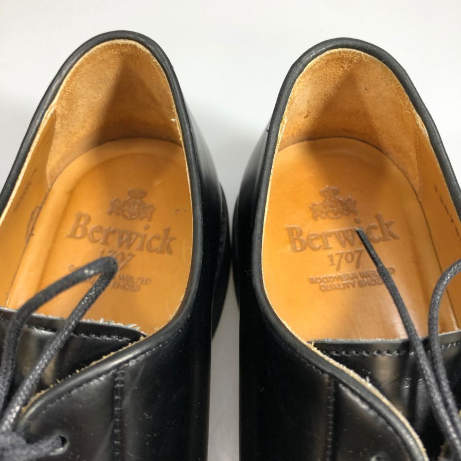 バーウィック 4406 レザーシューズ プレーントゥ レザー ブラック メンズ サイズUK7 Berwick ビジネスシューズ 約26.0cm【LA】【中古】