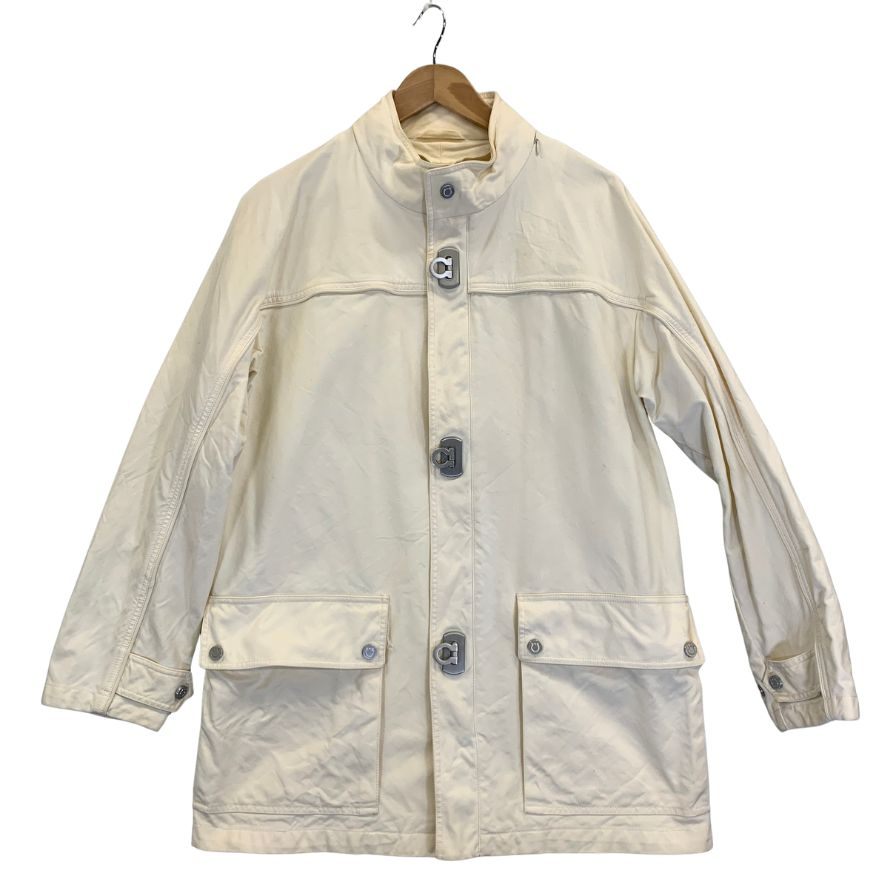 美品◆サルヴァトーレ フェラガモ コーチジャケット メタル釦 ホワイト メンズ 48サイズ Salvatore Ferragamo 【AFB1】