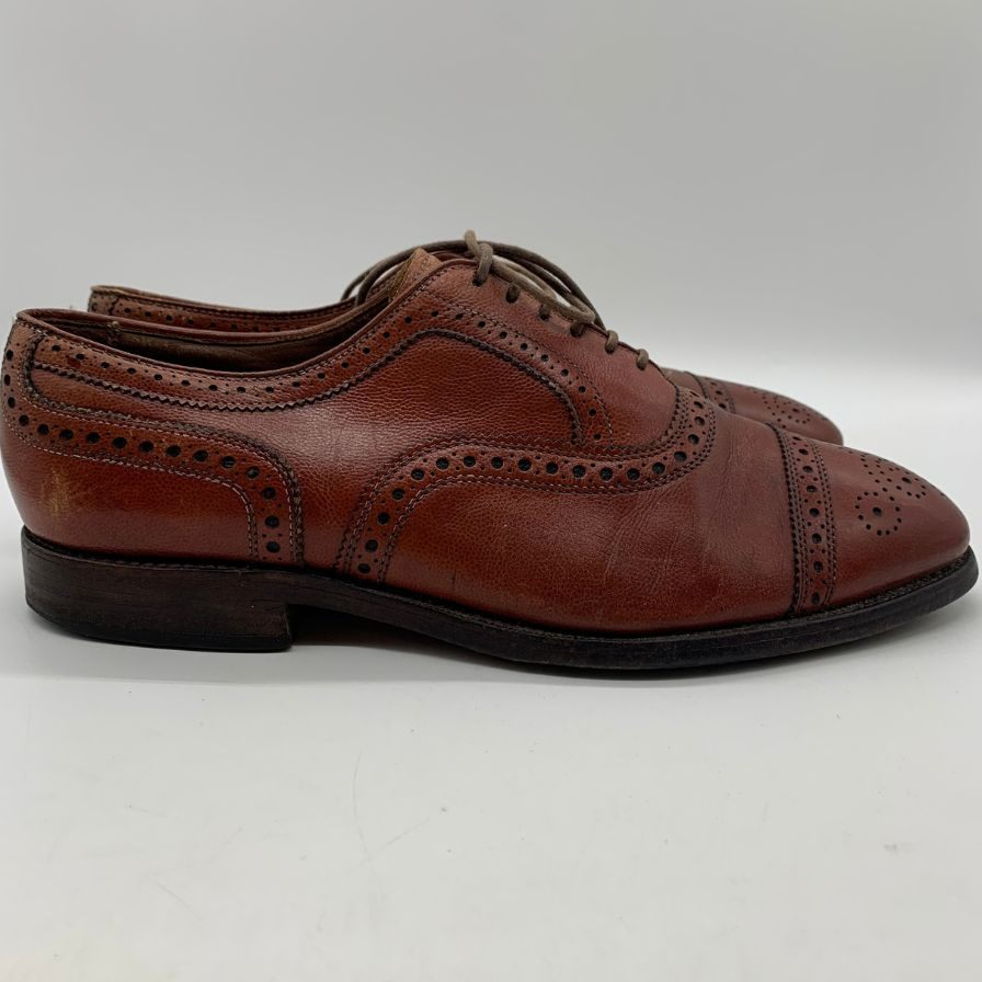 アレンエドモンズ レザーシューズ セミブローグ グレインレザー ライトブラウン メンズ サイズUS8D ALLEN EDMONDS 約26.0cm【YB6】