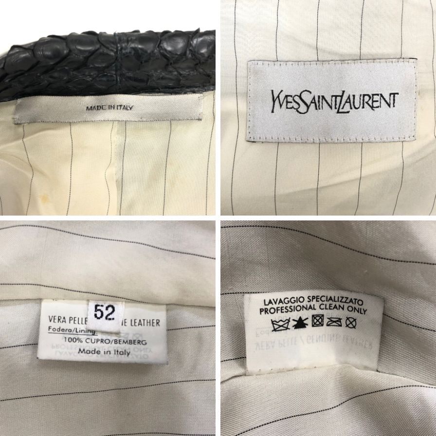 中古■イヴサンローラン パイソン 5Bレザージャケット メンズ サイズ52 ブラック YVES SAINT LAURENT 【AFA17】