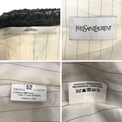 中古■イヴサンローラン パイソン 5Bレザージャケット メンズ サイズ52 ブラック YVES SAINT LAURENT 【AFA17】
