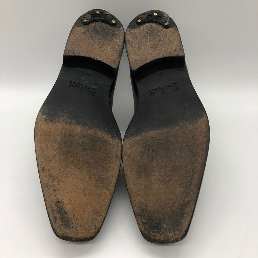 ベルルッティ レザーシューズ ホールカット カリグラフィ パティーヌ メンズ グリーン系 サイズUK6 Berluti 約25.0cm【PTM3】