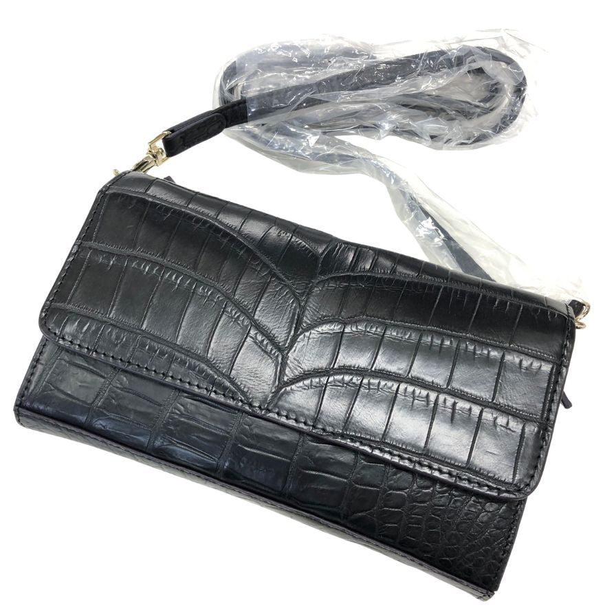 ペレリールッソ クロコ ハンドバック ブラック  PELLEY LUSSO【AFI18-3】
