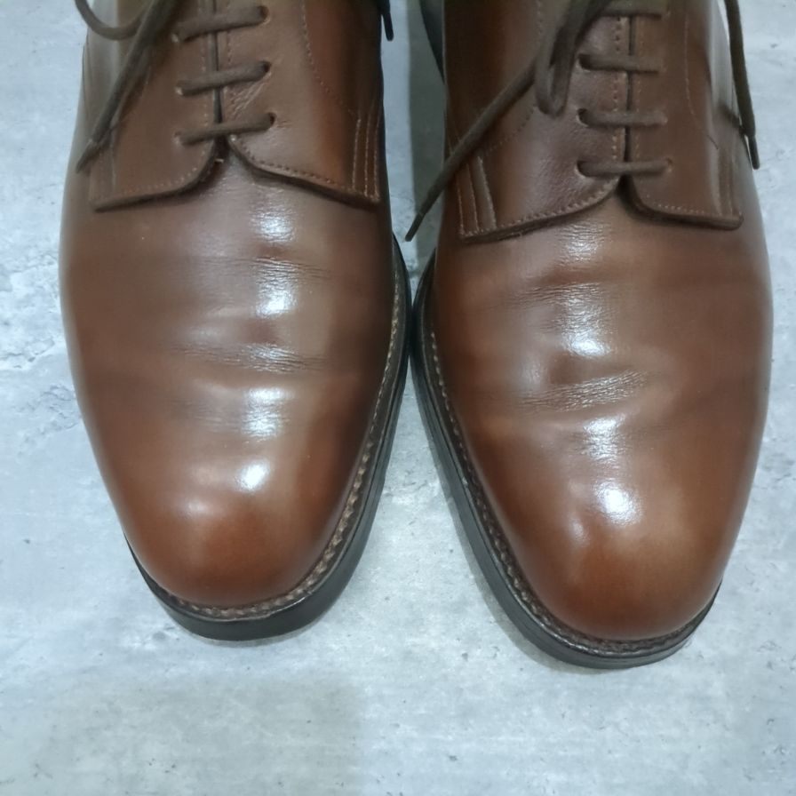 ジョンロブ 旧ロゴ プレーントゥ カーフ ブラウン メンズ サイズUK6E JOHN LOBB ビジネスシューズ 約25.0cm【LA】【中古】