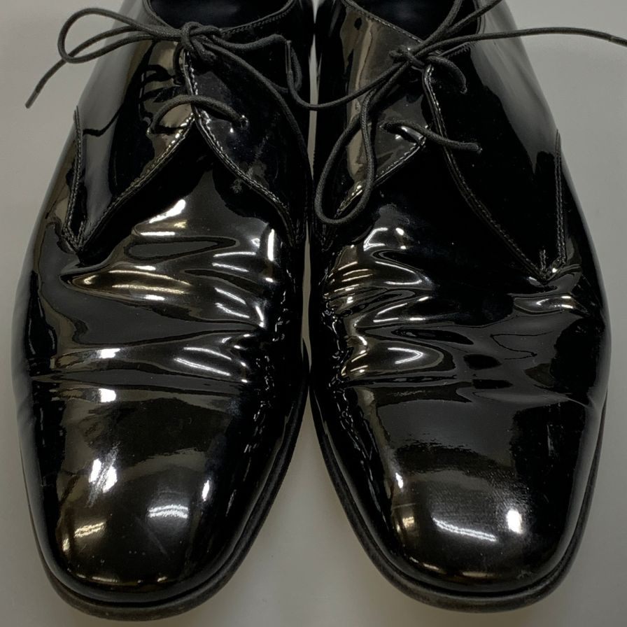 サルバトーレフェラガモ  レザーシューズ プレーントゥ エナメル ブラック サイズ 7.5EE SalvatoreFerragamo 約25.5cm【AFC42】