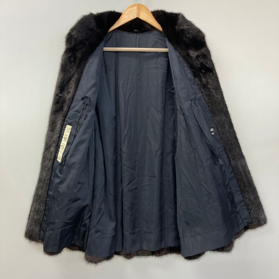 中古◆ドナルド ブルックス ミンクコート サイズ13号 ブラック系 レディース 毛皮 ファーコート アウター DONALD BROOKS 【AFA19】