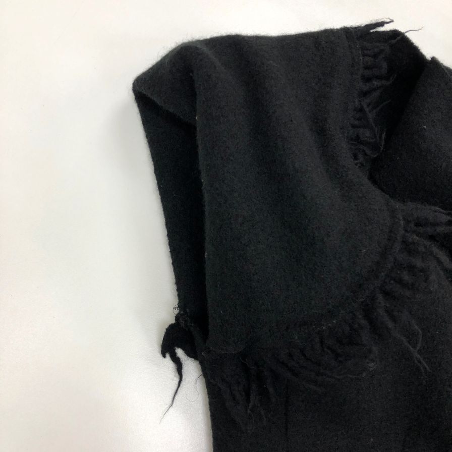 美品◆ボッテガヴェネタ ベスト フリンジ ウール 刺繍 ブラック レディース サイズ44 BOTTEGA VENETA 【AFB28】