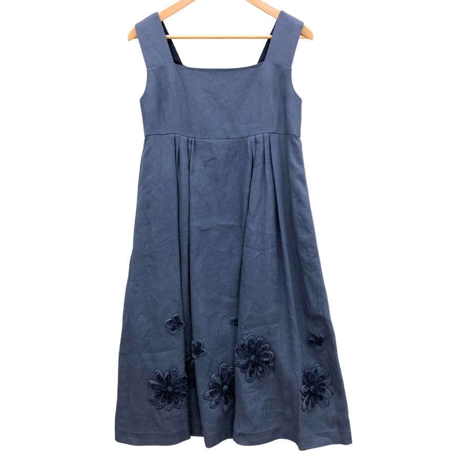 極美品◆フォクシー ノースリーブワンピース ブルー系 銀座20周年 38270 レディース サイズ38 FOXEY 【AFB25】