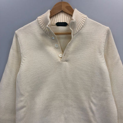 美品◆ザノーネ ウール ヘンリーネック ウール ニット メンズ サイズ 46 ホワイト系 ZANONE 【AFB14】
