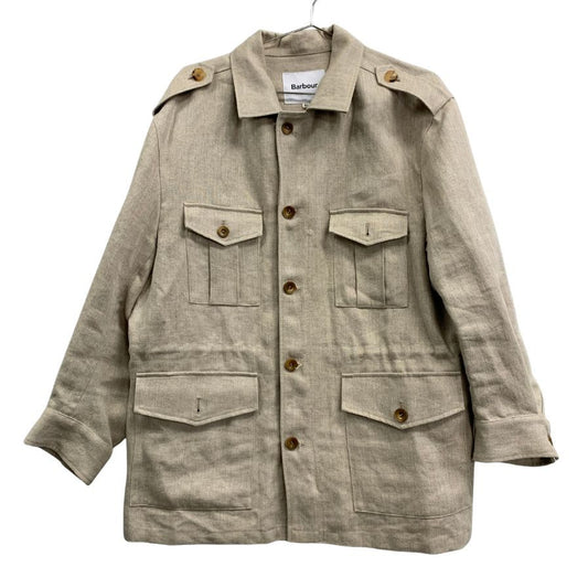 美品◆バブアー サファリジャケット 麻100% メンズ サイズ40 ベージュ Barbour 【AFA5】