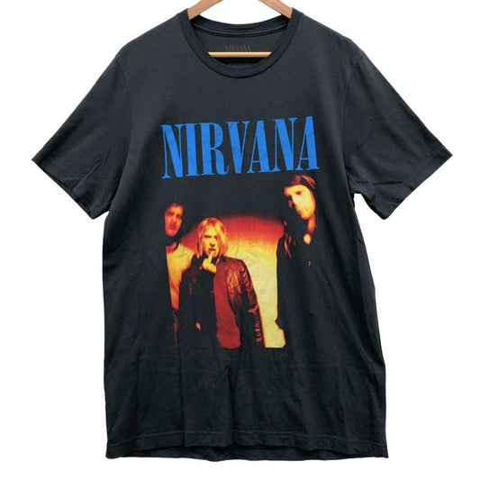 美品◆ニルヴァーナ Tシャツ 公式 半袖 プリント バンド バンT ブラック系 メンズ サイズL Nirvana 【AFB29】