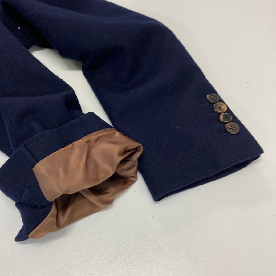美品◆ブルネロクチネリ 3B テーラードジャケット ウール カシミヤ混 メンズ サイズ44 ネイビー Brunello Cucinelli 【AFB46】