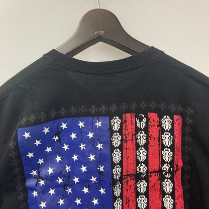 美品◆クロムハーツ Tシャツ ポケットT 胸元ロゴ 星条旗 ブラック サイズL メンズ CHROME HEARTS 【AFB27】