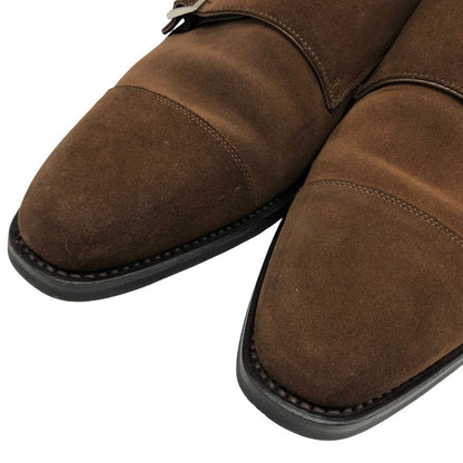 シェットランドフォックス レザーシューズ ダブルモンク スエード 111F SF ブラウン メンズ サイズ8.5 SHETLAND FOX 約27.0cm【AFD15-2】