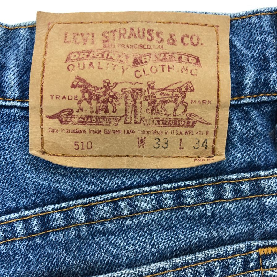 リーバイス デニム 510 90S ボタン裏501 USA製 インディゴ メンズ W33 L34 LEVI’S 【AFB36】