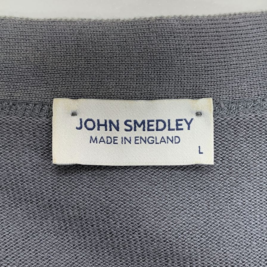 中古◆ジョンスメドレー ニットカーディガン グレー メンズ サイズL JOHN SMEDLEY 【AFB26】