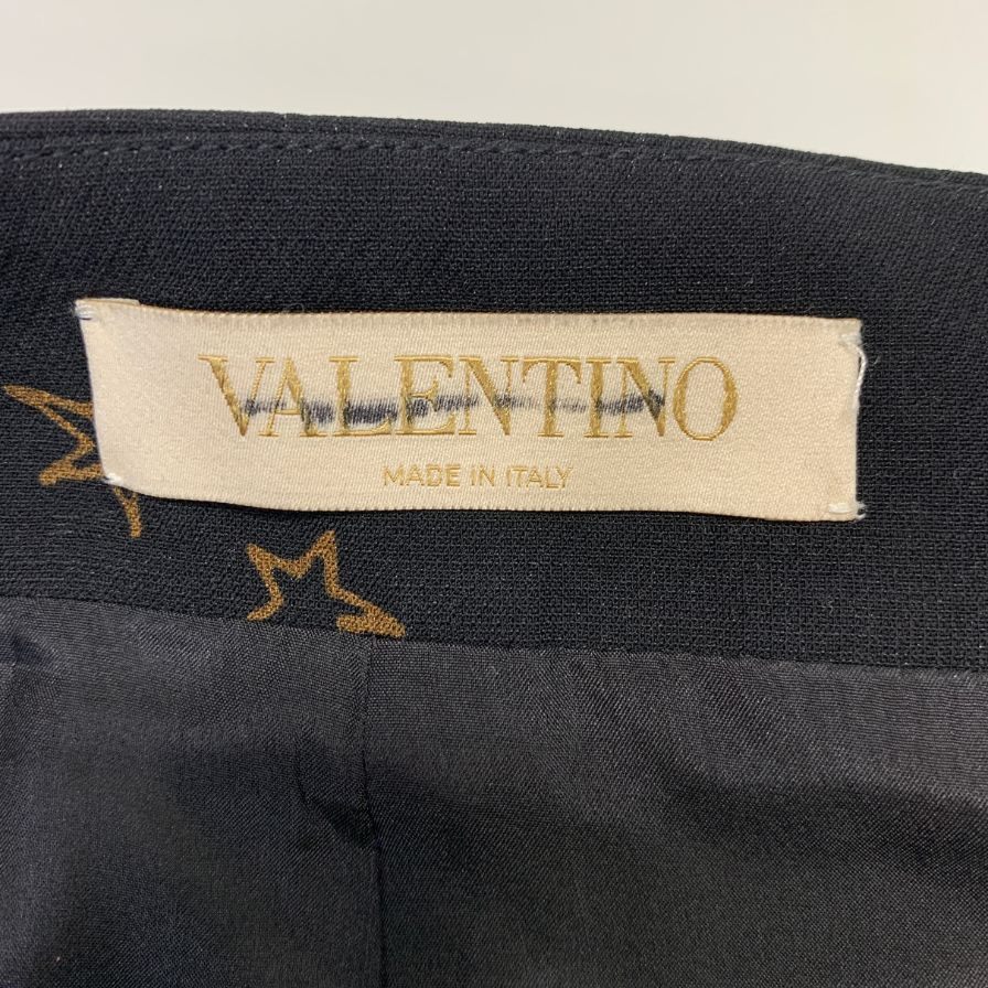 ヴァレンティノ スカート 惑星柄 ブラック ウール×シルク サイズ38 レディース Valentino【AFB9】