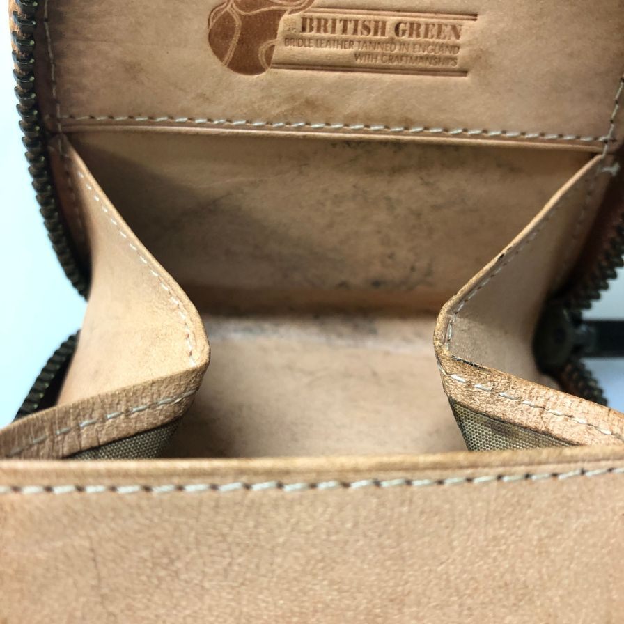 ブリティッシュグリーン コインケース ブライドルレザー ラウンドジップ ブラウン BRITISH GREEN【AFI18-2】【中古】
