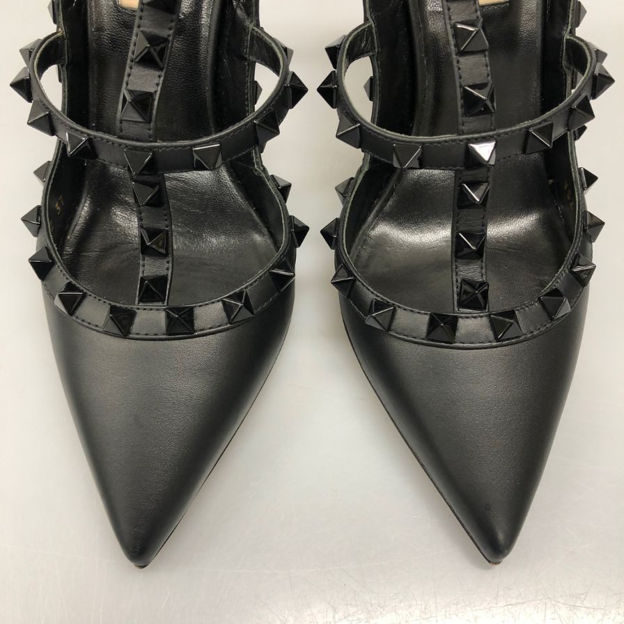 ヴァレンティノガラヴァーニ ヒールパンプス ストラップ ロックスタッズ ブラック レディース サイズ37 VALENTINO GARAVANI 約23.5cm【AFC47】