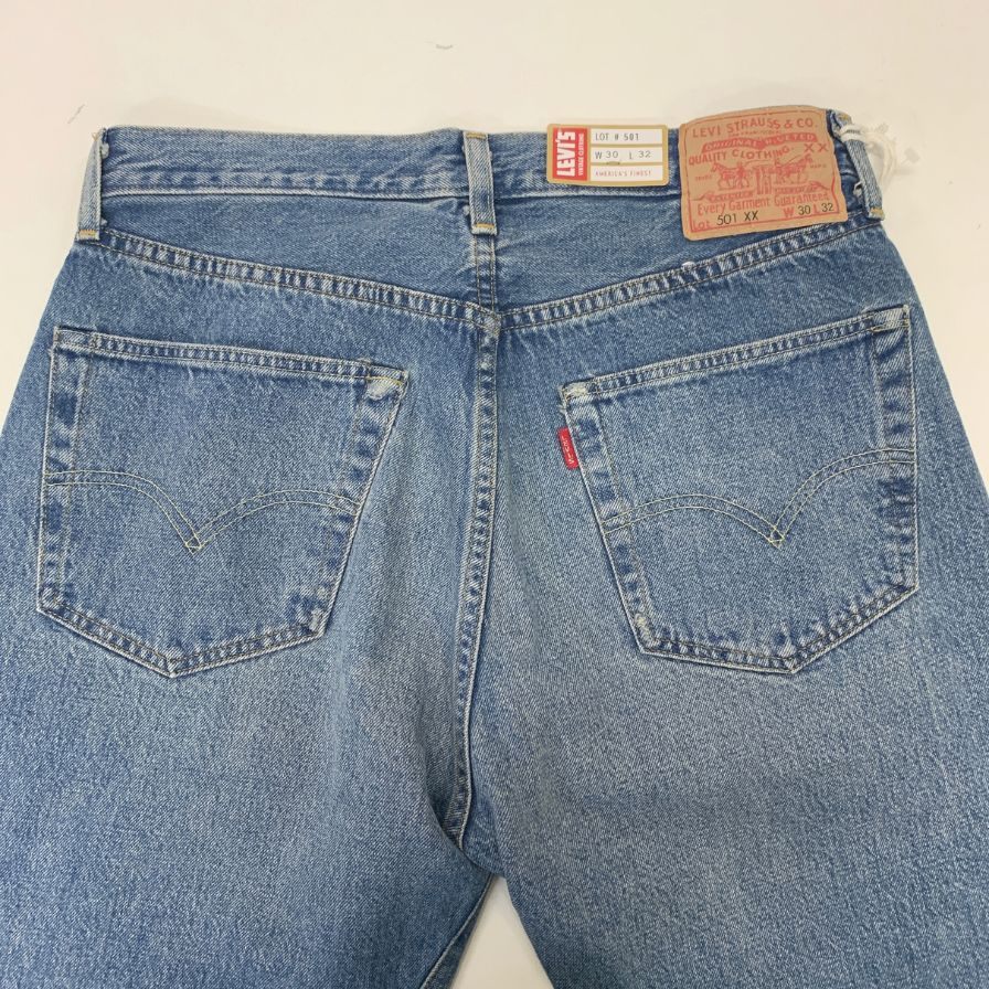 リーバイス 501XX 裏ボタン刻印3015 ブルー系 ストレート デニムパンツ サイズW30 L32 Levi's 【AFB27】