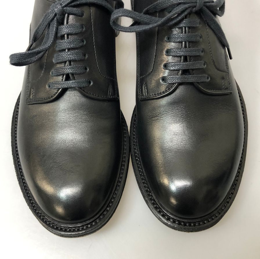 プラダ レザーシューズ プレーントゥ 本革 ブラック メンズ サイズ5.5 PRADA 約24.5cm【AFC30】
