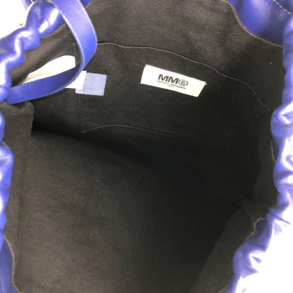 エムエムシックス マルタンマルジェラ レザー ナップサック S41WA0003 ネイビー 牛革 巾着 バッグ MM6 Maison Margiela【AFE6】