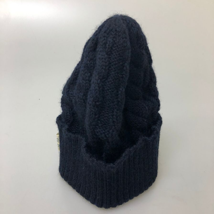 カシラ ニット帽 ウール ケーブル 編み ネイビー ユニセックス CA4LA【AFI20】【中古】