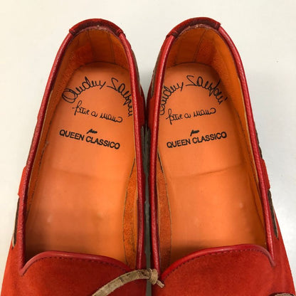 サントーニ スリッポン 9517 スエード モカシン Uチップ レッド サイズUK8 Santoni 約26.5cm【AFC5】