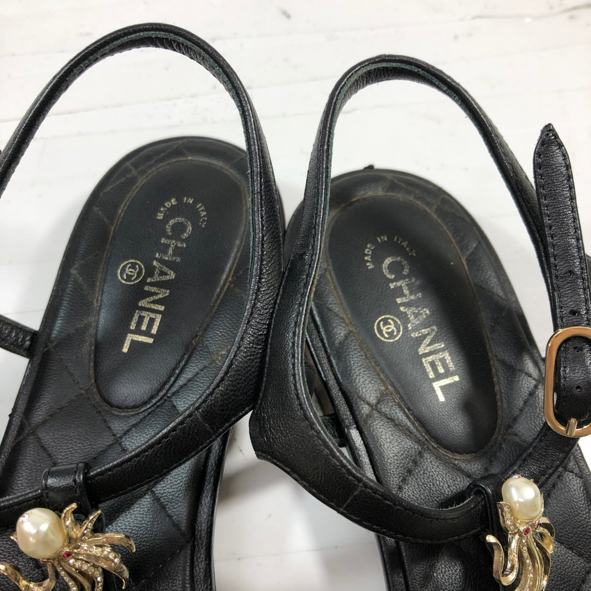 シャネル ビジュー フラット サンダル レディース サイズ不明 ブラック CHANEL 約不明cm【ACF1】