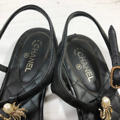 シャネル ビジュー フラット サンダル レディース サイズ不明 ブラック CHANEL 約不明cm【ACF1】