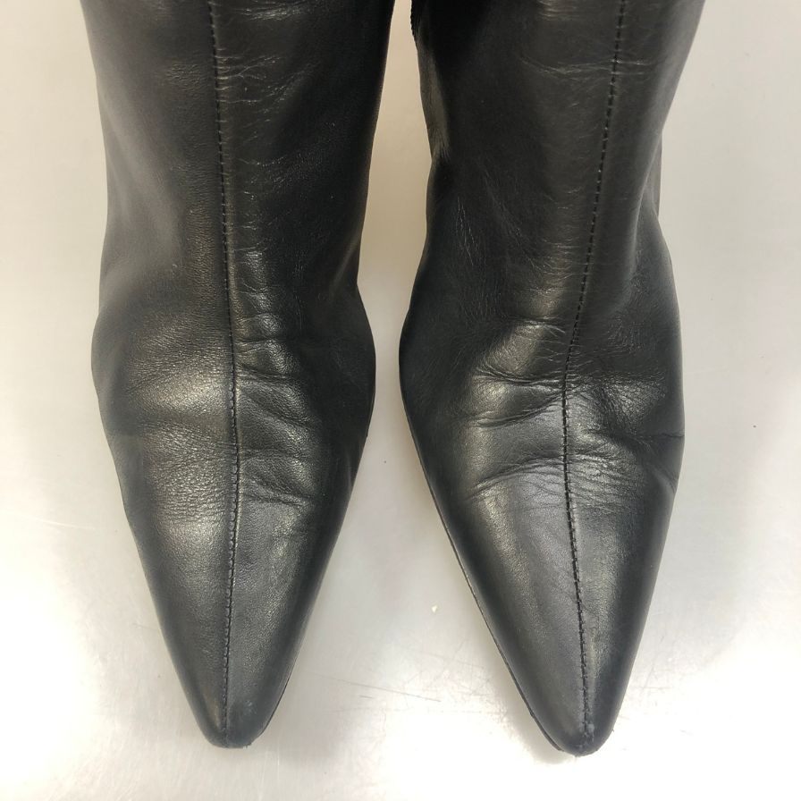 アンクライン ロング ブーツ レザー レディースサイズ 9   ブラック ANNE KLEIN 約26.0cm【AFD9-2】