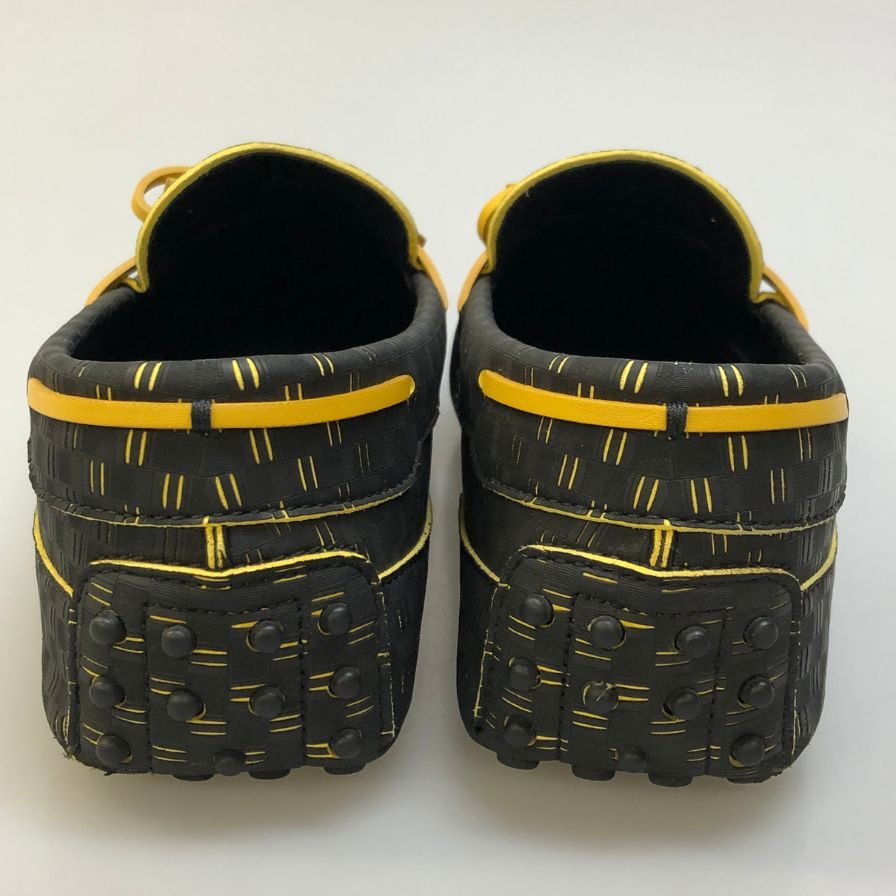 トッズ フェラーリ ドライビングシューズ スリッポン ゴンミーニ 総柄 ブラック サイズUK8 TOD`S Ferrari 約27.0cm【AFD15】